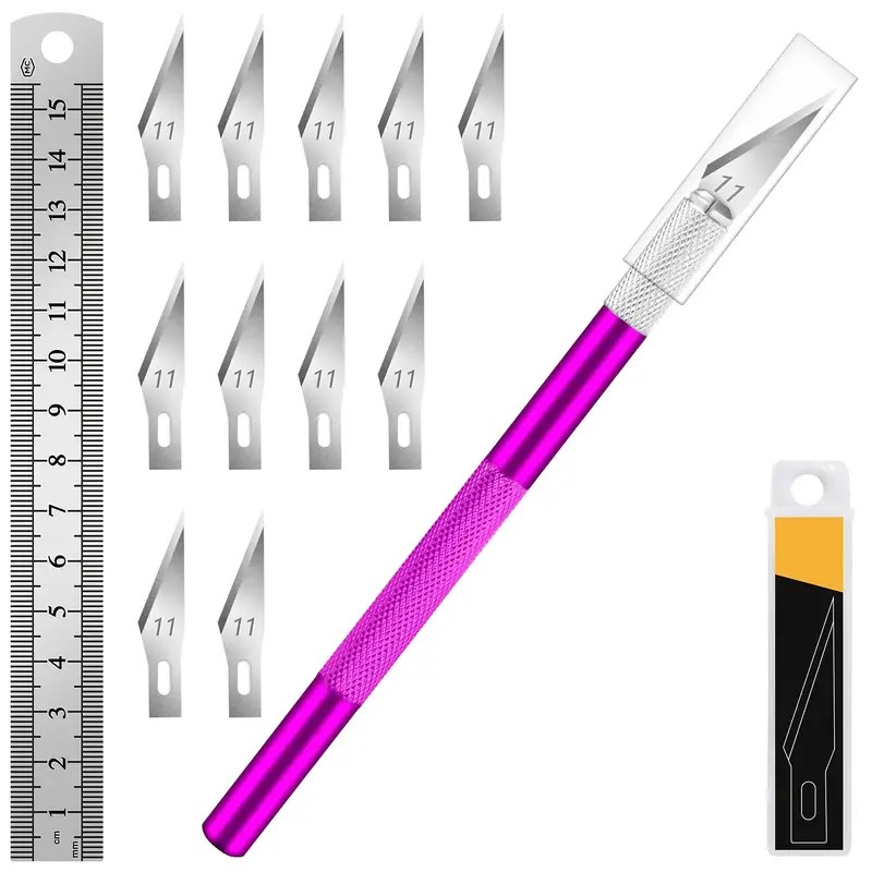 Purple Craft Knife Exacto Knife With 11pcs